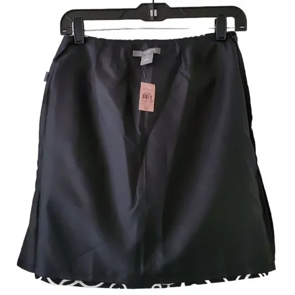 Ann Taylor Scrolling Swirls Short A-line Skirt | NWT | 0P | Black White - Picture 7 of 15